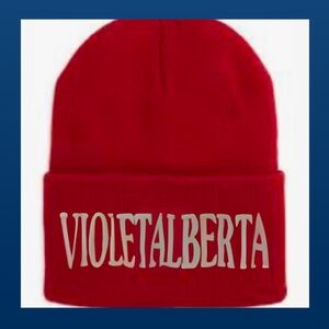 Red Beanie with Bold Text